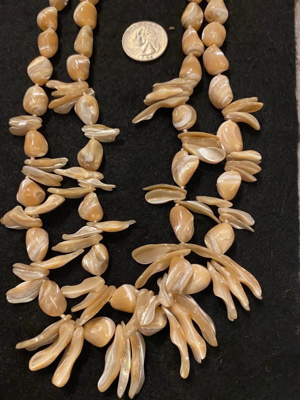 Vintage Designer Cream Mother-of-Pearl  2 Strand Necklace
